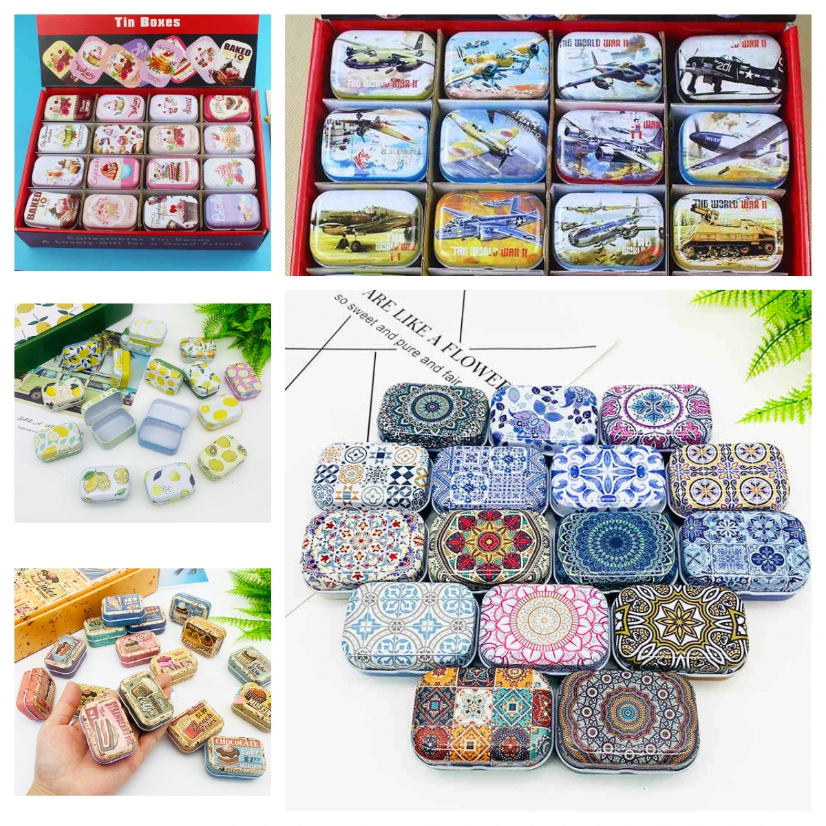 

1Pcs Mini Tin Boxes Vintage Pattern Small Metal Storage Case Collectables Tin Boxes Portable Packing Box Candy Jewelry Container