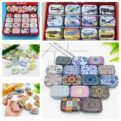 10Pc Mini Tin Boxes Vintage Pattern Small Metal Storage Case Collectables Tin Boxes Portable Packing Box Candy Jewelry Container