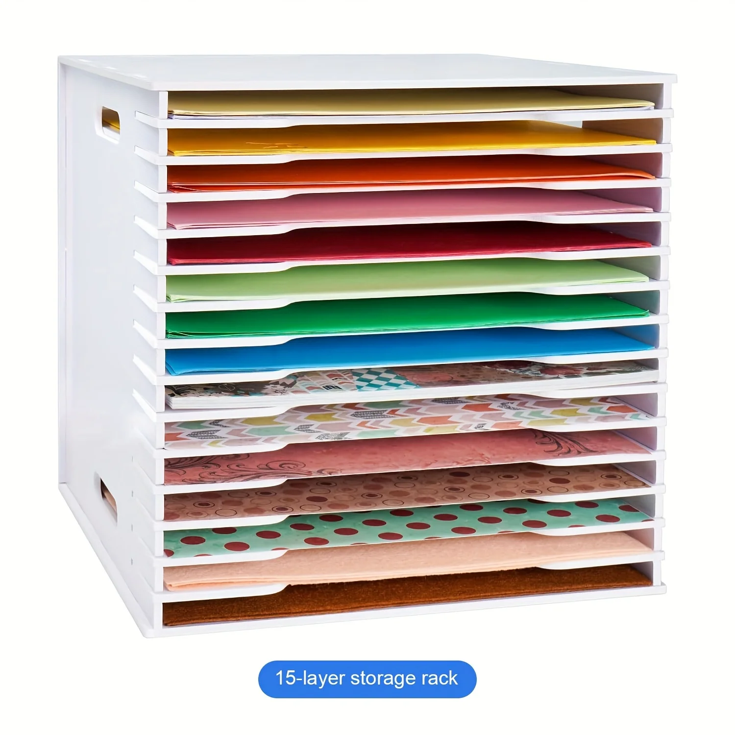 

Craft Storage Scrapbook Paper Organizer for Sizes 12" X 12", 15 Slots File Sorter Storage, (White, 15 Slots - Large Size)