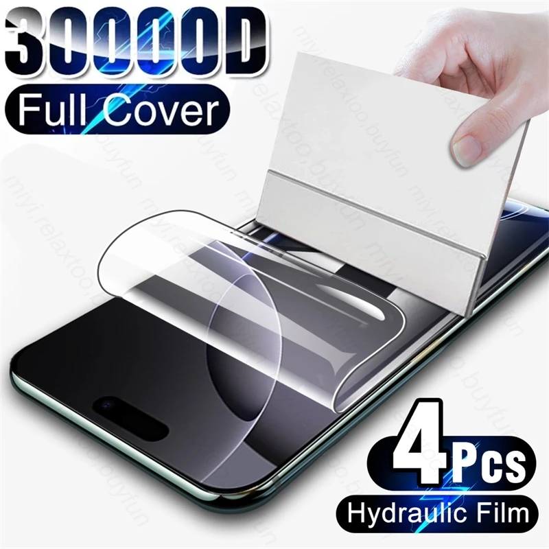 iPhone16Pro Case 4PCS 30000D Curved Soft Hydrogel Film Screen Protector for iPhone16 iPhone 16 ProMax Pro Max Plus 5G Not Glass