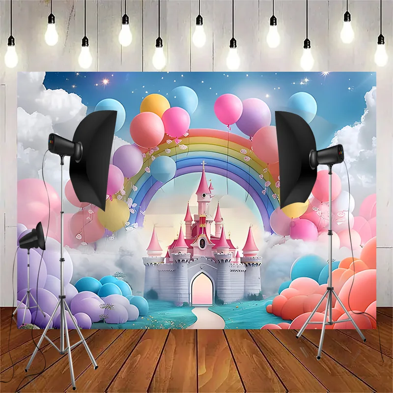 

SHUOZHIKE Balloon First Birthday Party Decoration Photography Backdrops Props Castle Newborn Baby Photo Studio Background YR-04