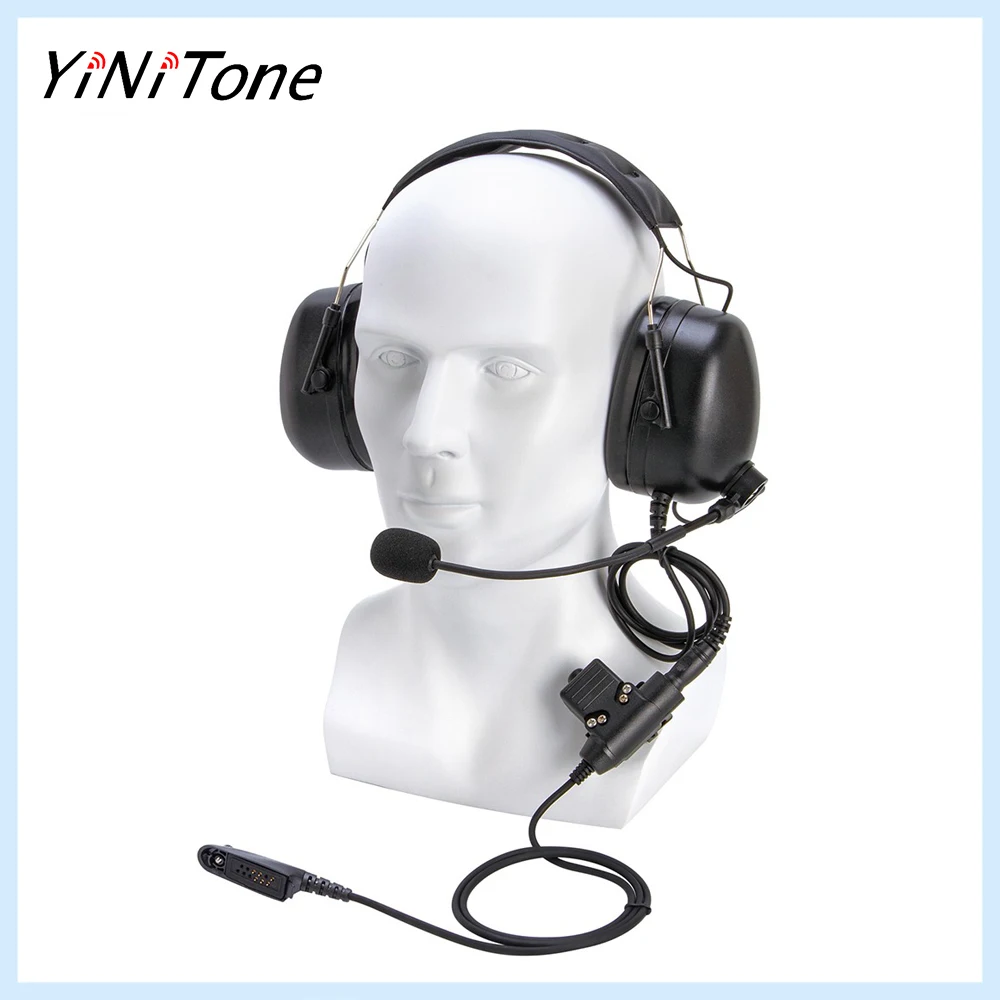 U94 PTT Adapter with Universal Aviation Pilot Headphone Ham Radio Earpiece Mic for Motorola GP140 GP320 GP328 GP338 GP340