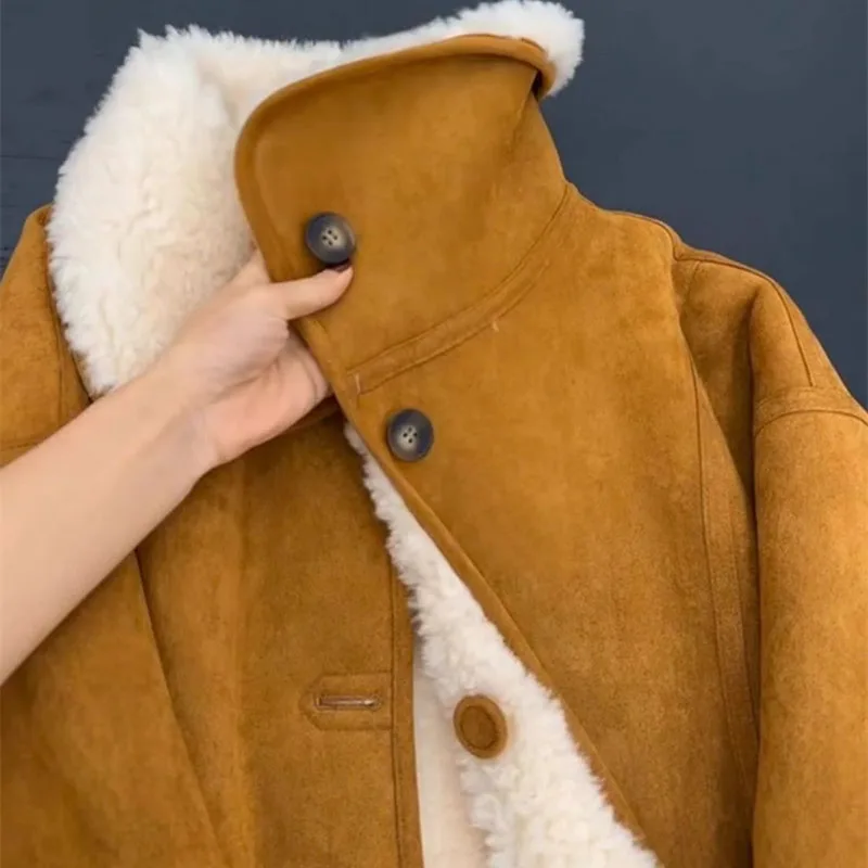 Small Fragrant Style Fur Integrated Jacket Women Faux Fur Jacket Casual 2025 Autumn Winter New Warm Coat Female Outerwear Top