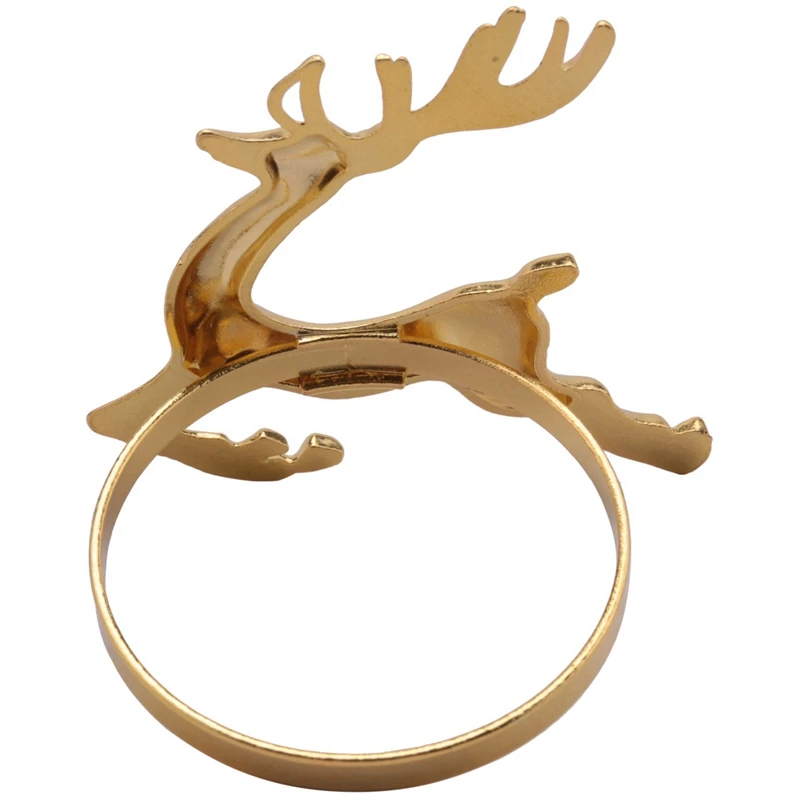 120Pcs Christmas Elk Deer Napkin Rings Gold Alloy Napkin Buckle Napkin Ring Holder Hotel Restaurant Wedding Party