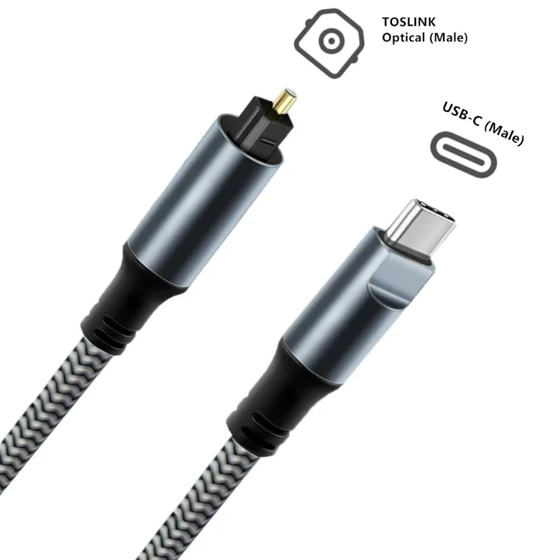 Cavo audio da USB C a ottico intrecciato Cavo ottico da USB C a Toslink da 3 piedi con connettore placcato in oro per TV/barra audio, Sony PS5