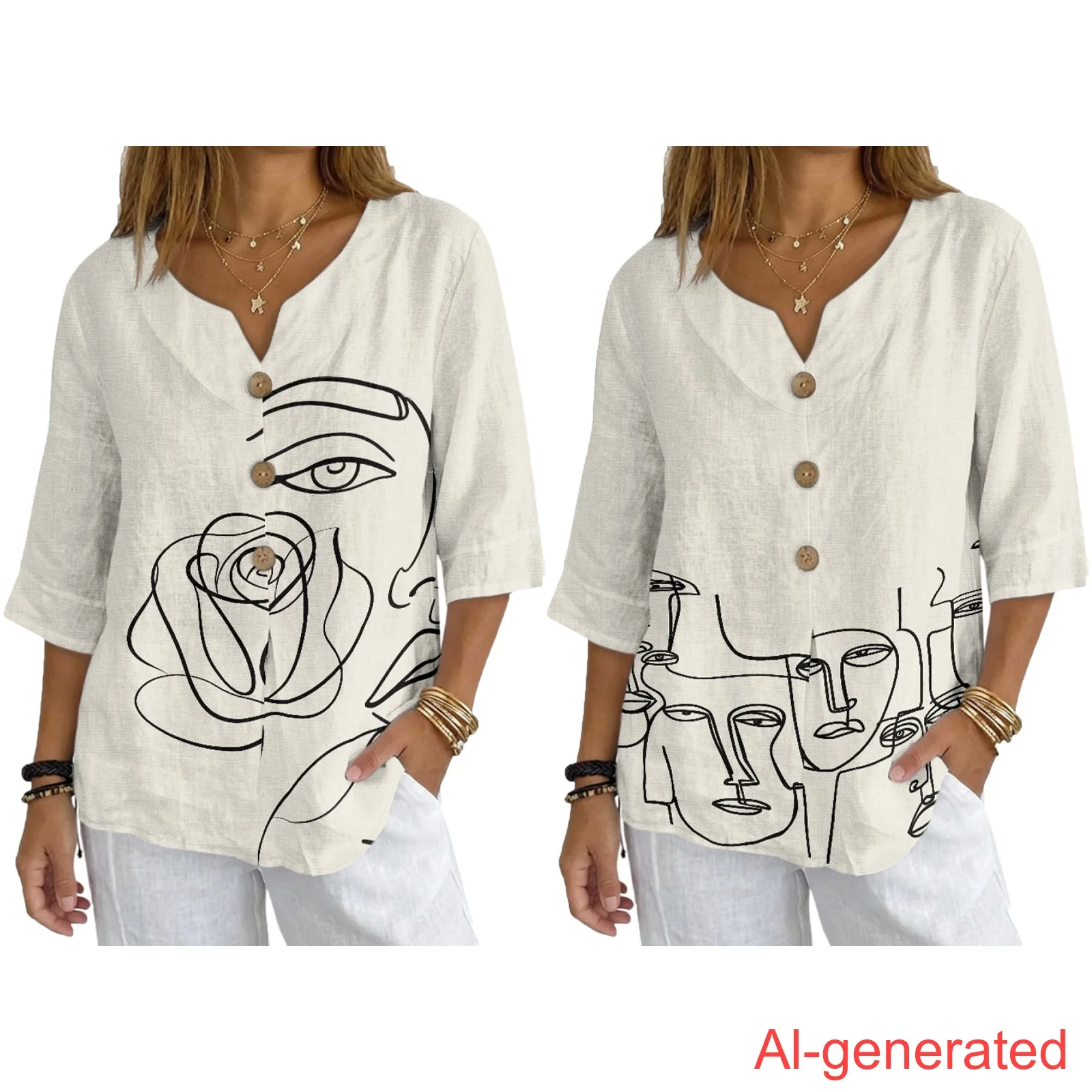 

INSTANTARTS Women'S Linen Short-Sleeved Shirt Loose Breathable Lightweight Blouse Cool Summer Outfits Fit Commuting
