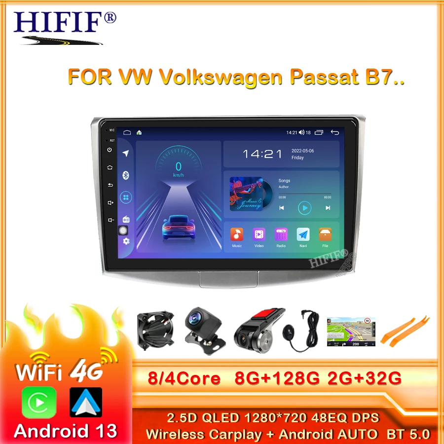 

6+128G For VW Passat B7 CC 2010 2011 2012 - 2016 Car Radio Multimedia Video Player Navigation GPS No 2 din 2din DVD Android 13