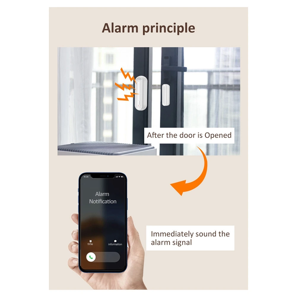 Tuya Wifi Smart Door Magnetic Sensor App Control USB Wireless Door & Window Sensor Door Magnetic Alarm Detector