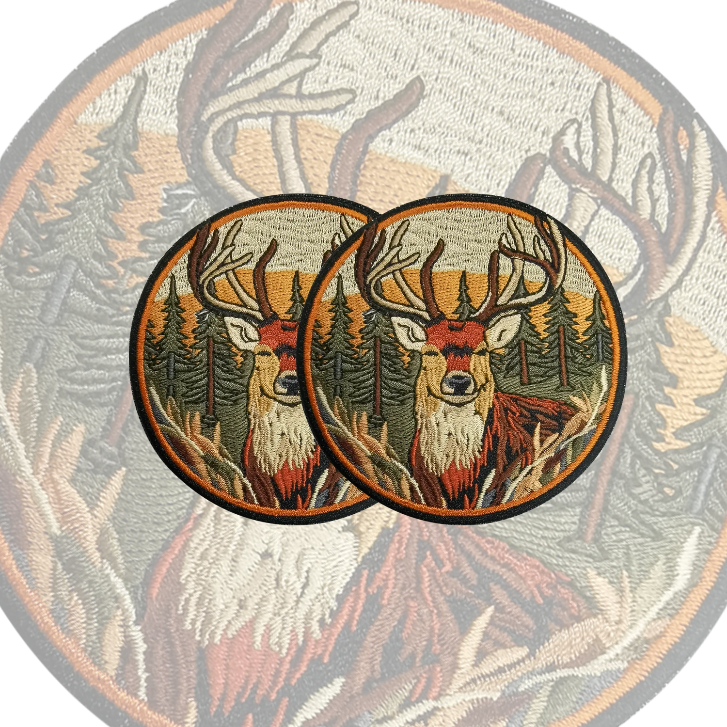 Sika Deer Embroidery Patches for Clothing Sew Accessories Forest Autumn Natural Scenery Iron on Applique for Clothes DIY