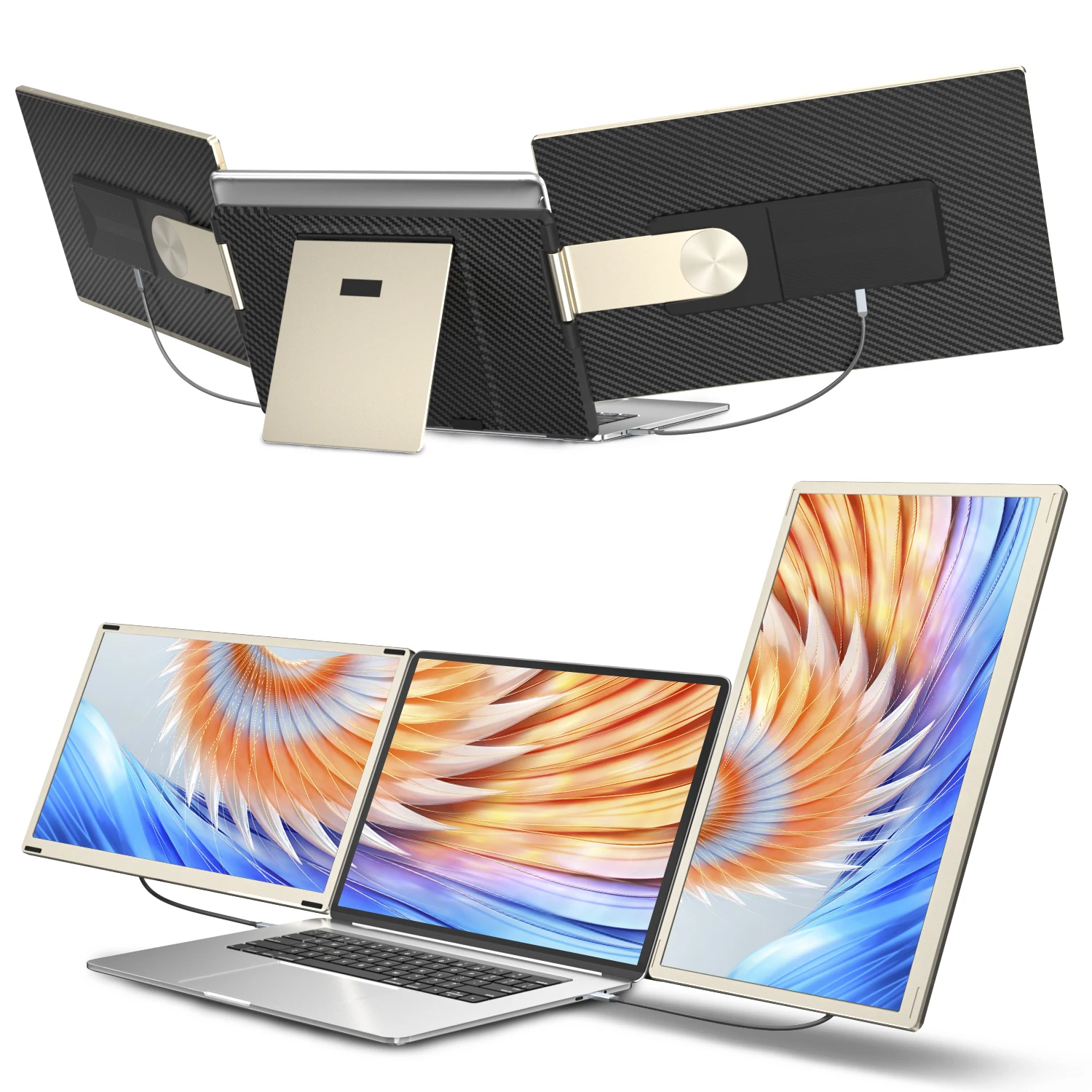 

15.6-inch 1080P FHD three screen folding portable triple game extender monitor plug and play, suitable for 13 inch -17.3 inch