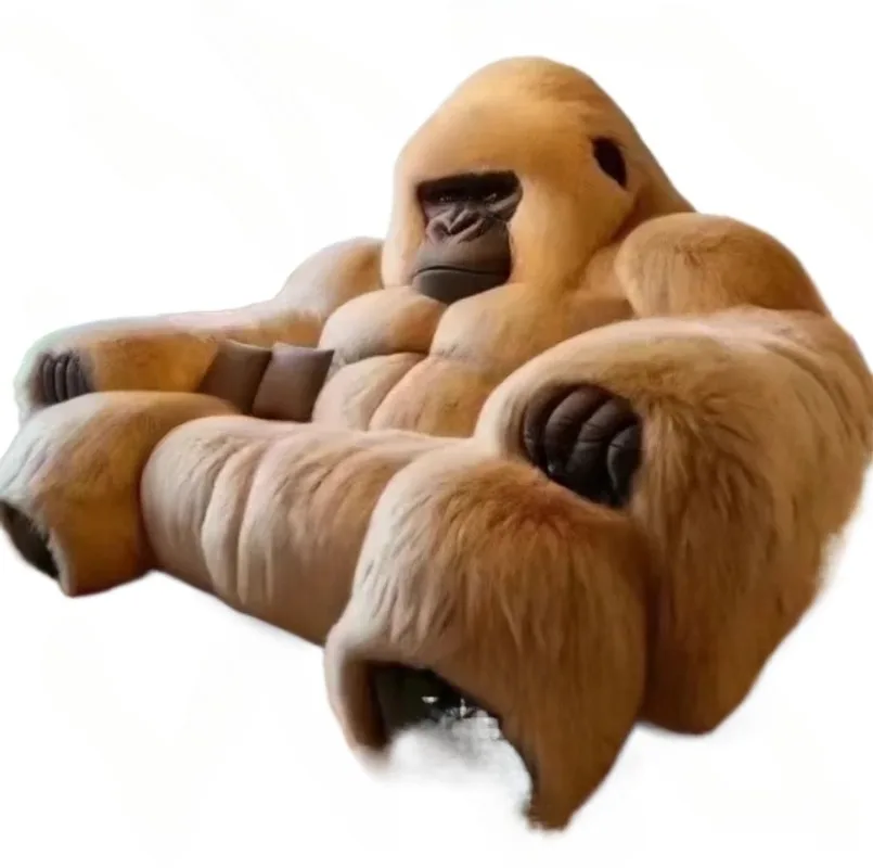 Gorilla Sofa Living Room Furniture Two-Dimensional Diamond Sofa Bedroom Bed Creative Large Animal Leather Sofa Bed