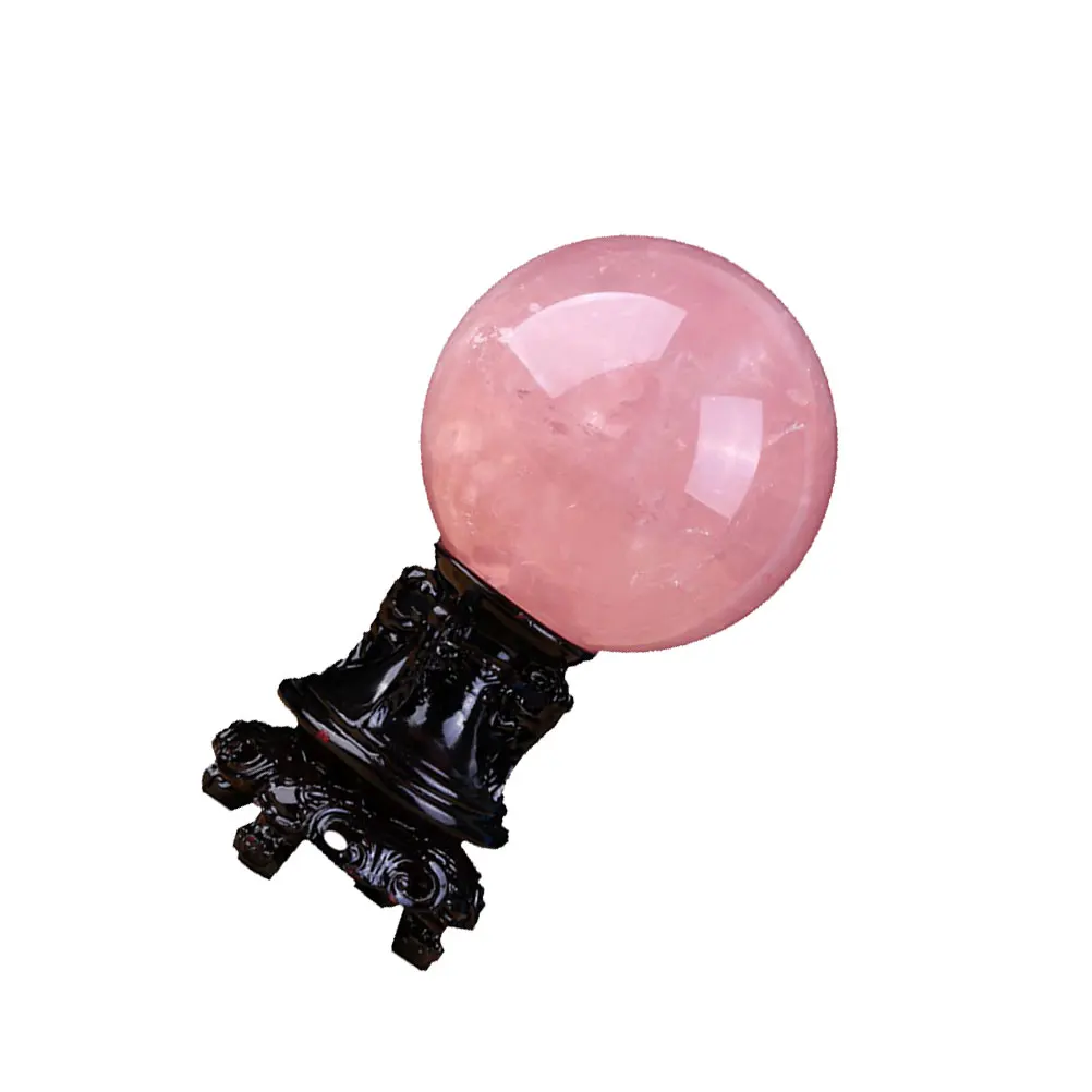 

1pc Pink 5Cm Crystal Ball Ornament High-Grade Powder Crystal Desktop Decor Easy Wooden Base Chic Home Office Bedroom Party