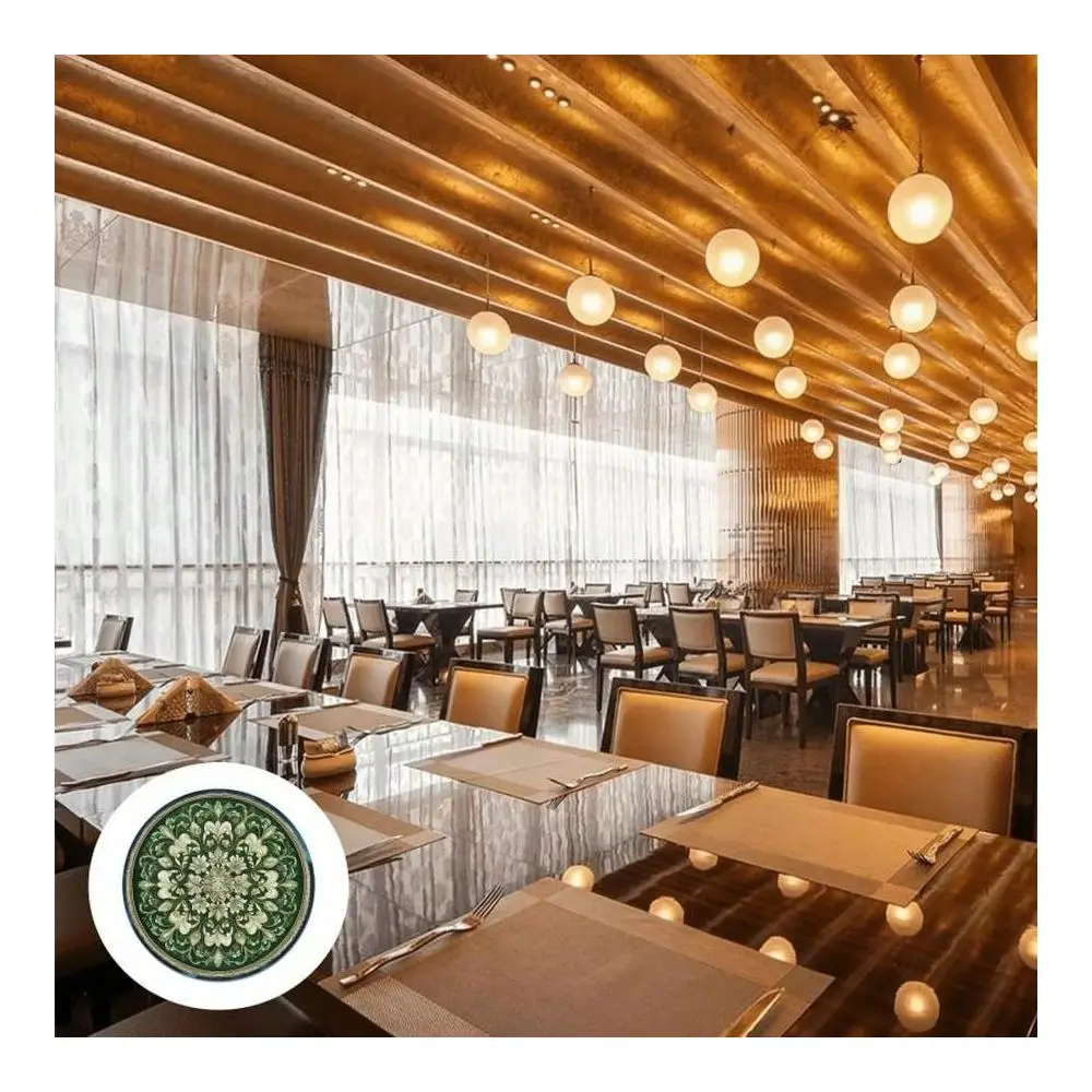 

Set Of Green Mandala Round Placemats, Suitable For Home, Kitchen, Banquet, And Party Dining DecorationsPolyester Fiber Placemat