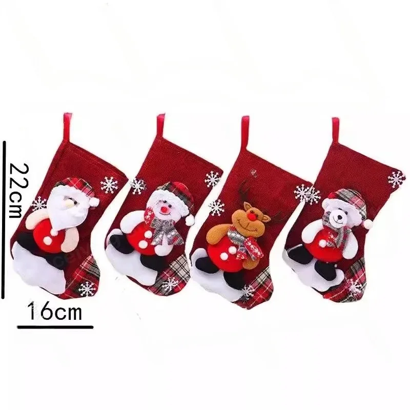 Navidad decoration no ël new medium linen Christmas decorations gift bags Christmas socks