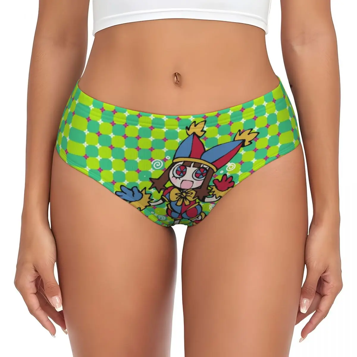 Custom Women's Pomni Wallpaper Cartoon Panties Stretch The Amazing Digital Circus Briefs Underwear