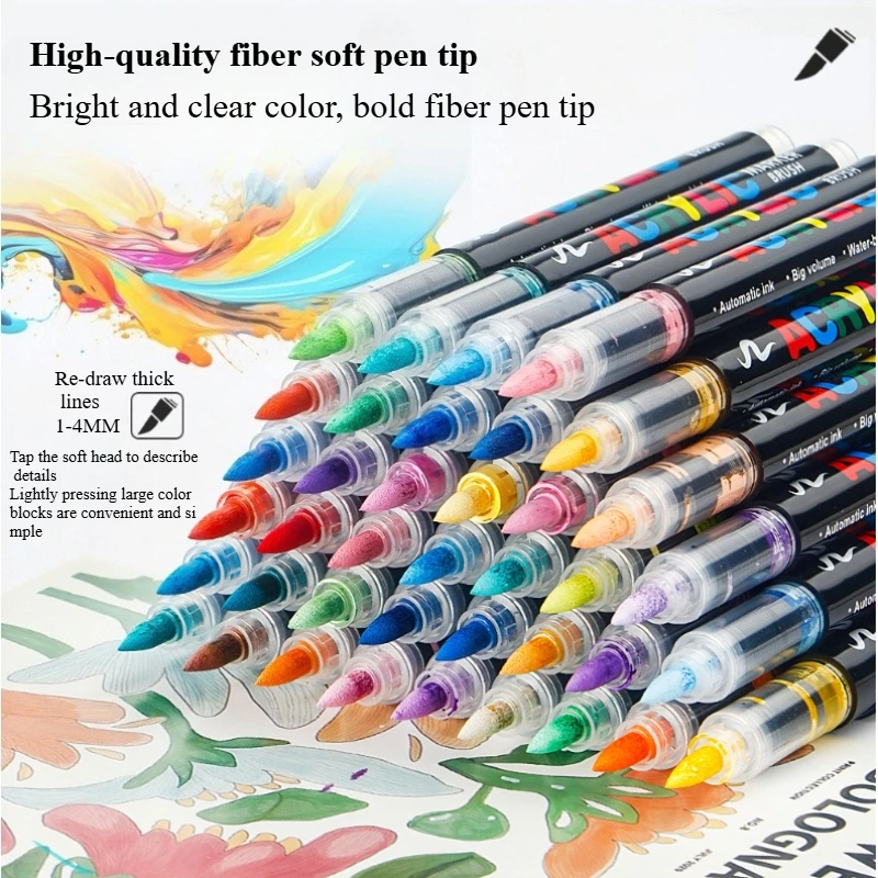 

12/24/36/48 Color Straight Liquid Acrylic Marker Set Bright Colors for Hand-painted Graffiti Handmade DIY Decoration