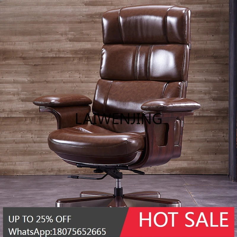 

LYN leather luxury solid wood office seat high back business cowhide class chair