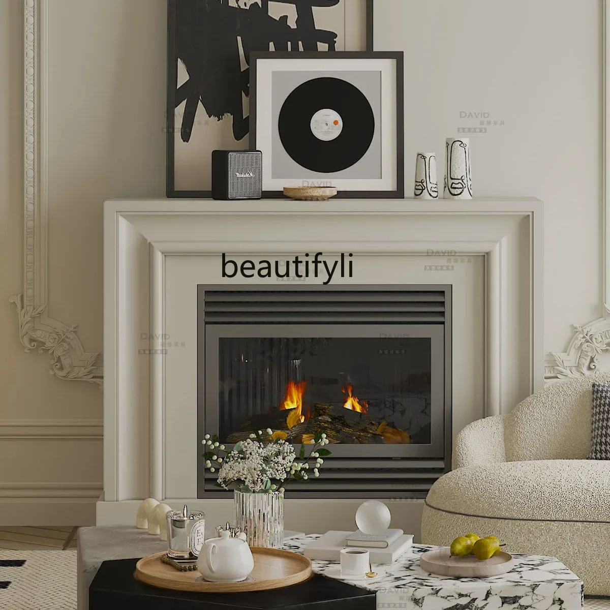 

Fireplace dining room end view cabinet new American decorative cabinet floor wooden entrance living room storage customiza