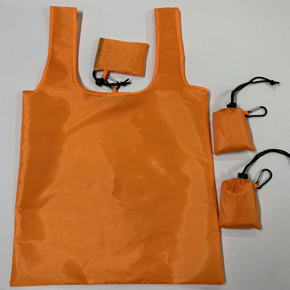 

Wholesale Cheap Foldable Polyester Shopper Bag with Drawstring Environmental Versatile Reusable Vest Style Storage Tote Bag