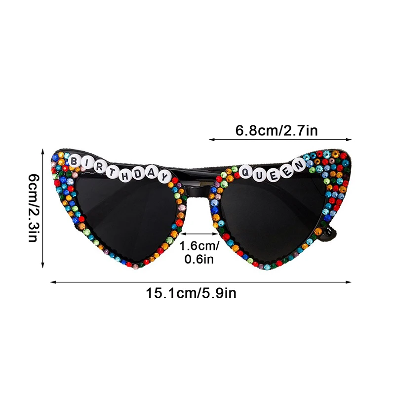 Party Glasses Fashionable Bridal Shower Glasses Heart Sunglasses Rhinestone Bachelorette Sunglasses For Birthday Party Outdoor