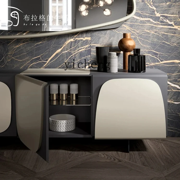 

ZZ minimalist light luxury modern TV cabinet solid wood entrance table tea storage entrance shoe cabinet