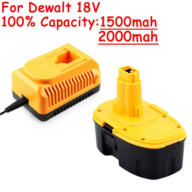 18V Rechargeable Battery for Dewalt DC9096 DW9096 DE9039 DE9095 Power Tool 100% 1500mAh 2000mah Replacement Battery + Charger