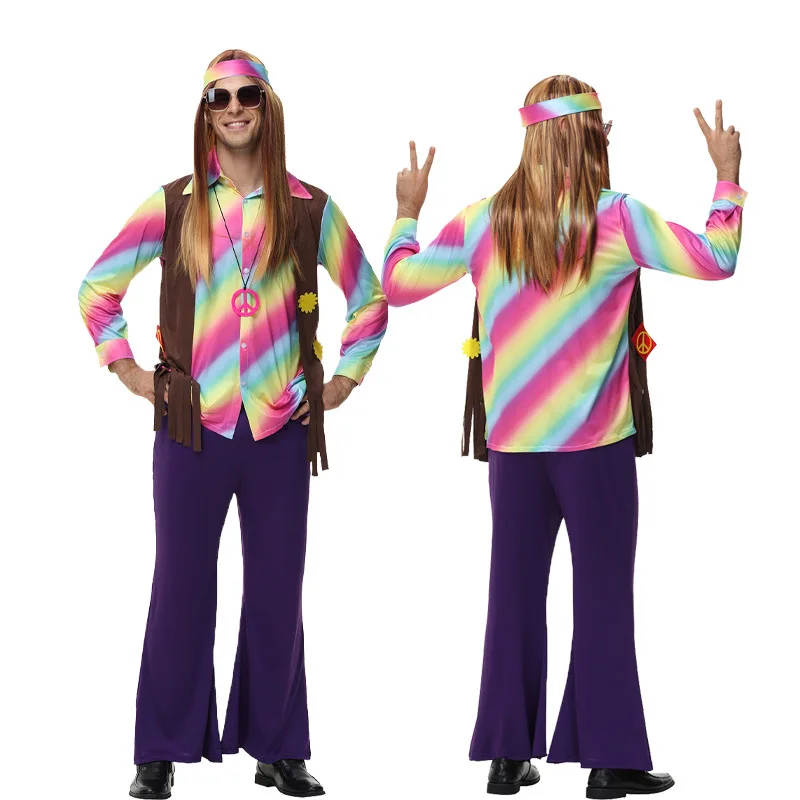 Le Cool New European and American retro 70s disco hippie adult cosplay hip-hop party stage performance costume view 3