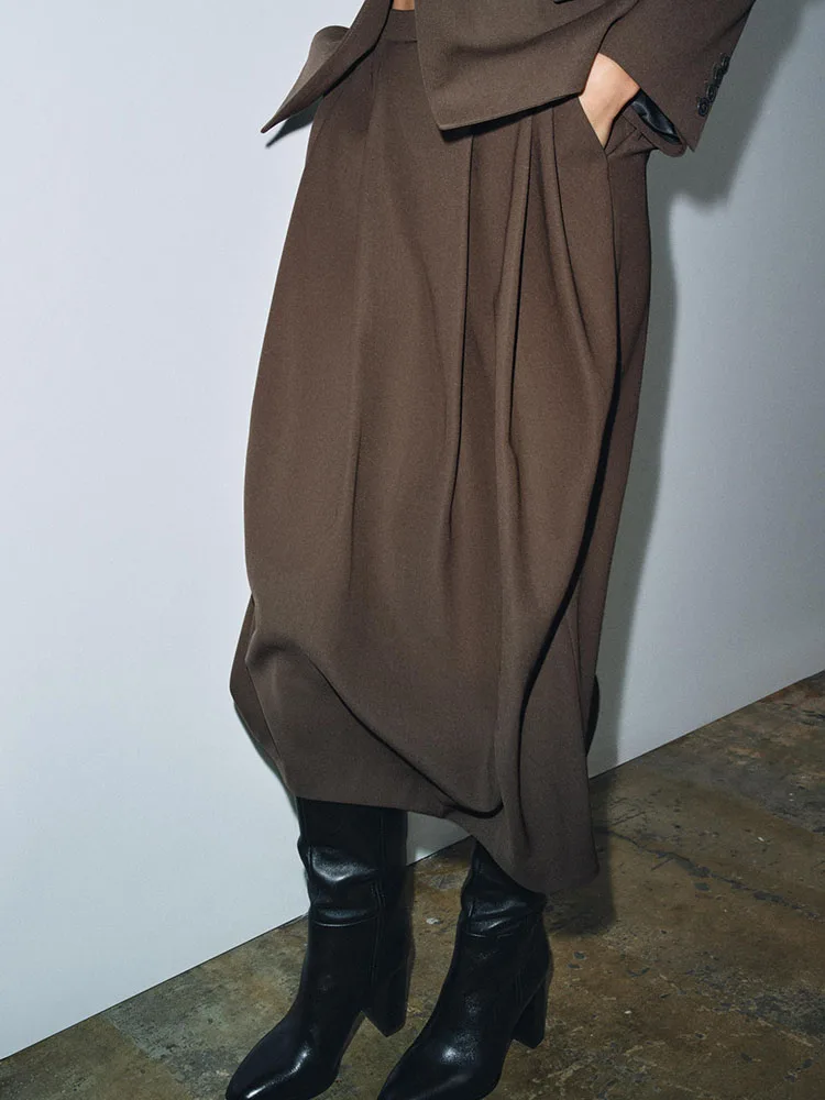 Модный женский костюм зимы 2025 года, Jaet Ele, плиссированная юбка, Новое поступление, длинный женский костюм на пуговицах