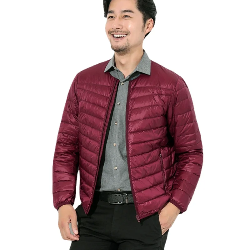 Autumn and Winter New Brand Men's Jacket Ultra-light Foldable Waterproof Windproof Breathable Cotton Clothing Fashion Round Neck