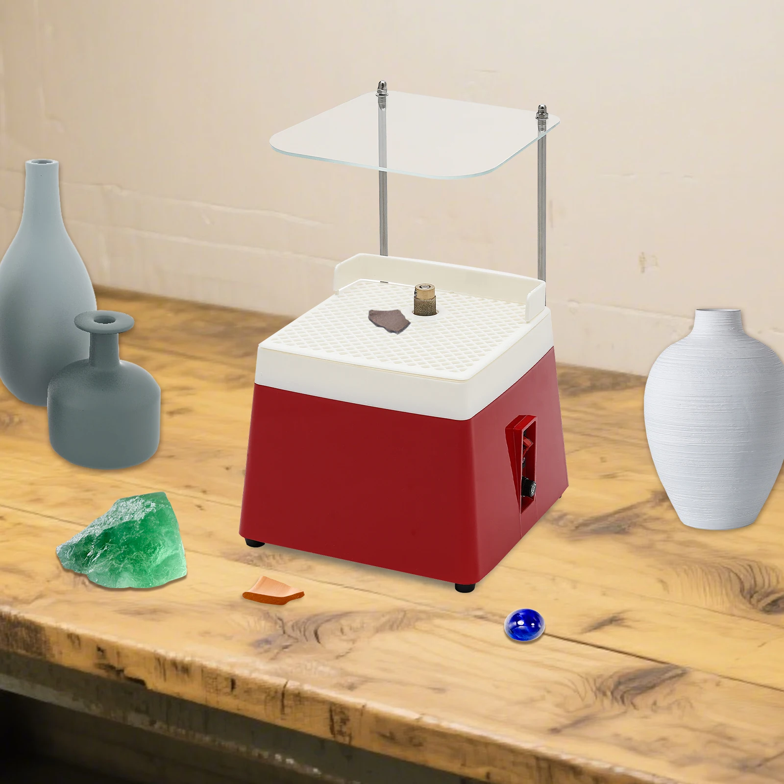 Buntglasmühle mit Schallwandhalterung, automatische Wasserfüllung, 65 W hocheffiziente Sicherheitsschleifmaschine, für die Glasverarbeitung