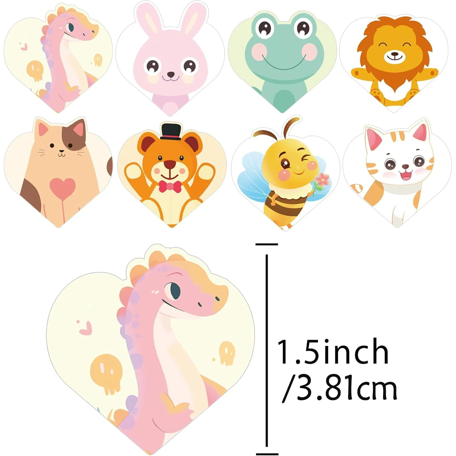 Heart Shaped Animal Sticker Happy Valentine's Day LabelsValentine Roll Stickers for Kids Heart Sealing Labels for Valentines Day