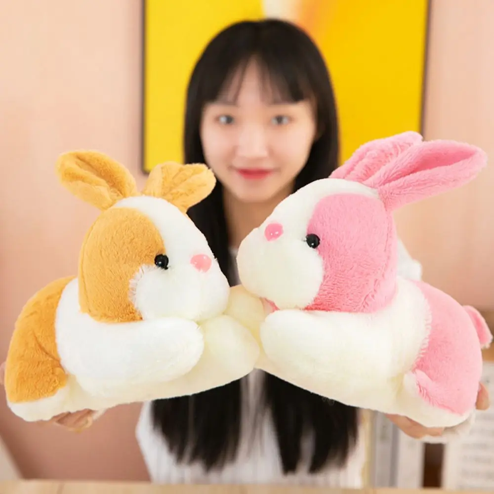 Simulation de lapin moelleux pour la décoration intérieure, jouet en peluche, lapin couché au beurre, accompagner le sommeil