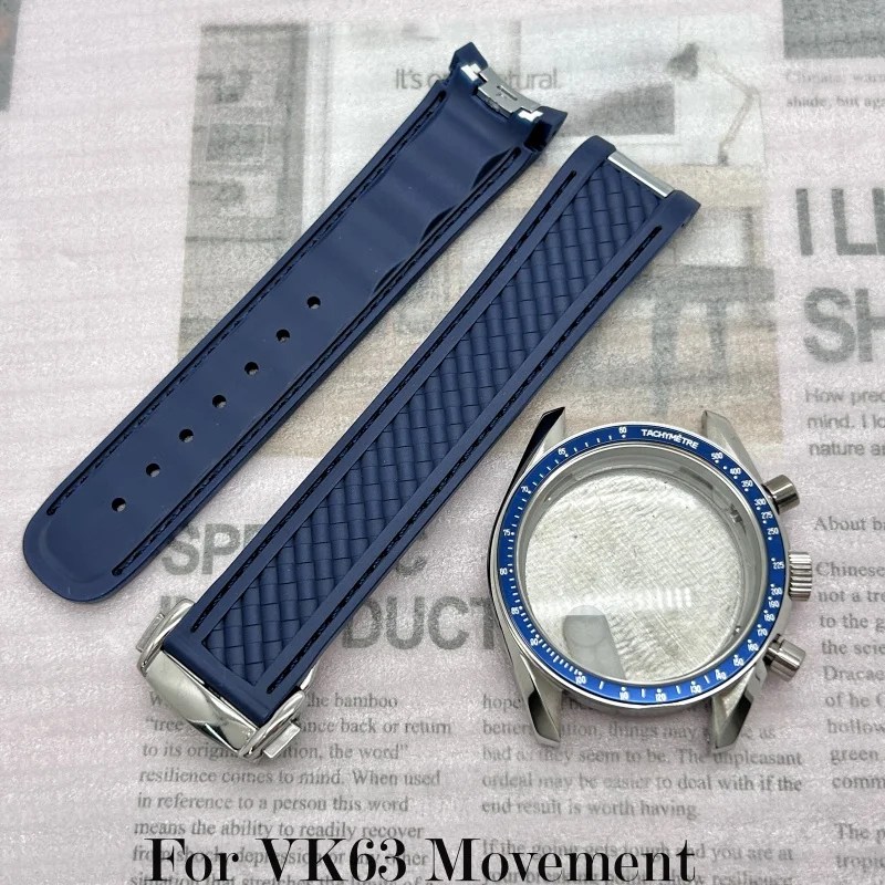 

Multifunctional 39.7mm Speedmaster Watch Case for OMG VK63 Quartz Movement Watch Parts 20mm Silicone Strap Stainless Steel Strap