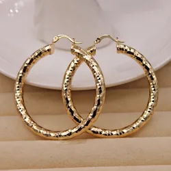 Fashion Simple Casual Trendy Gold Color Hoop Earrings for Women Girls Punk Originality Jewelry Accessories Birthday Party Gifts