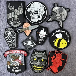 3D PVC Patch Tactical Morale Badges on Backpack Skull Sticker Hook and Loop Patches for Clothing Military Accessory Armband