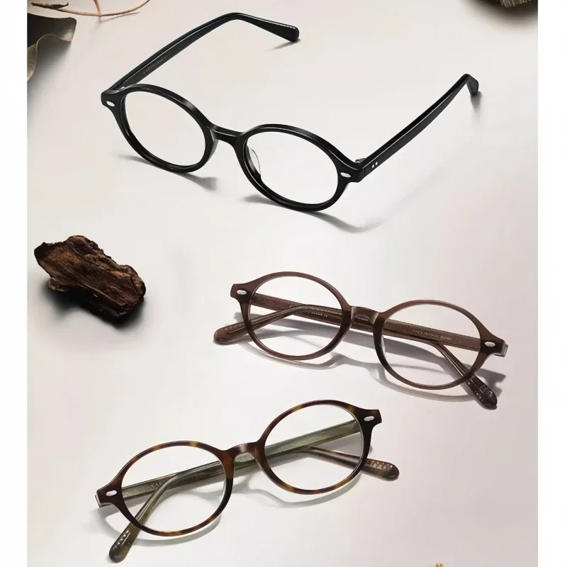 

Retro Round Luxury Acetate Myopia Glasses Women Fashion Small Face Optical Prescription Eyeglasses Hyperopia Frames Men BC8046