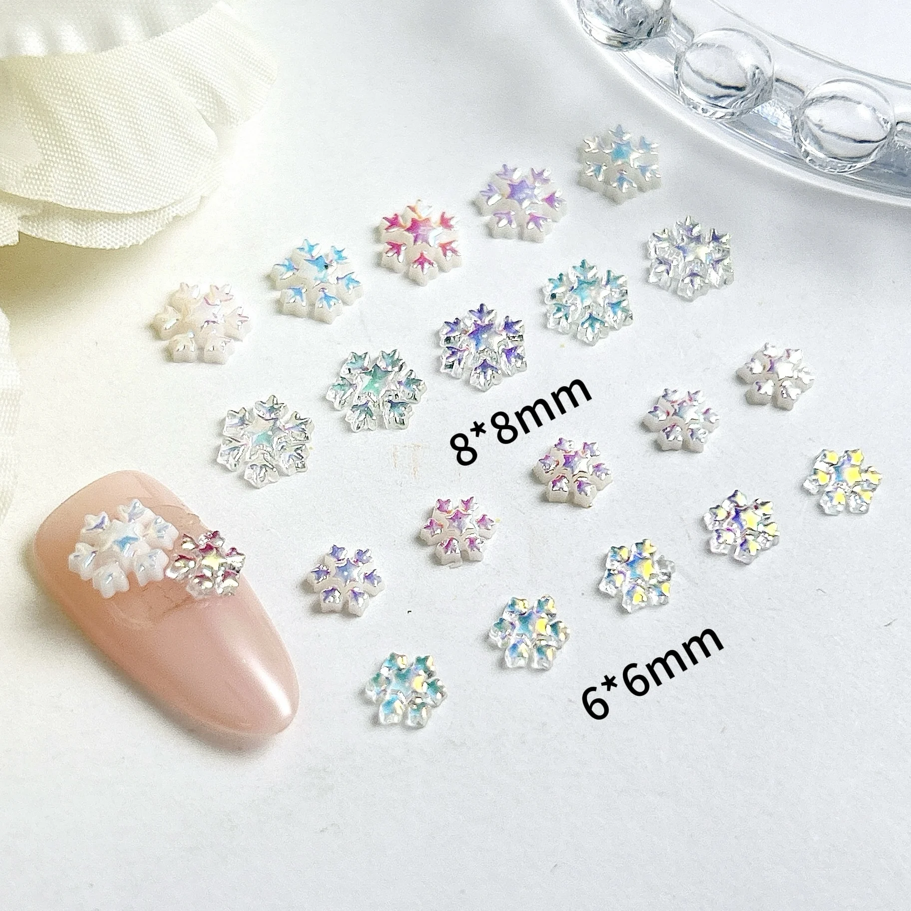 

30Pcs Transparent Gradient Snowflake Resin Nail Art Decorations Colorful Minimalist Star Snowflake Nail Charms DIY Nail Supplies