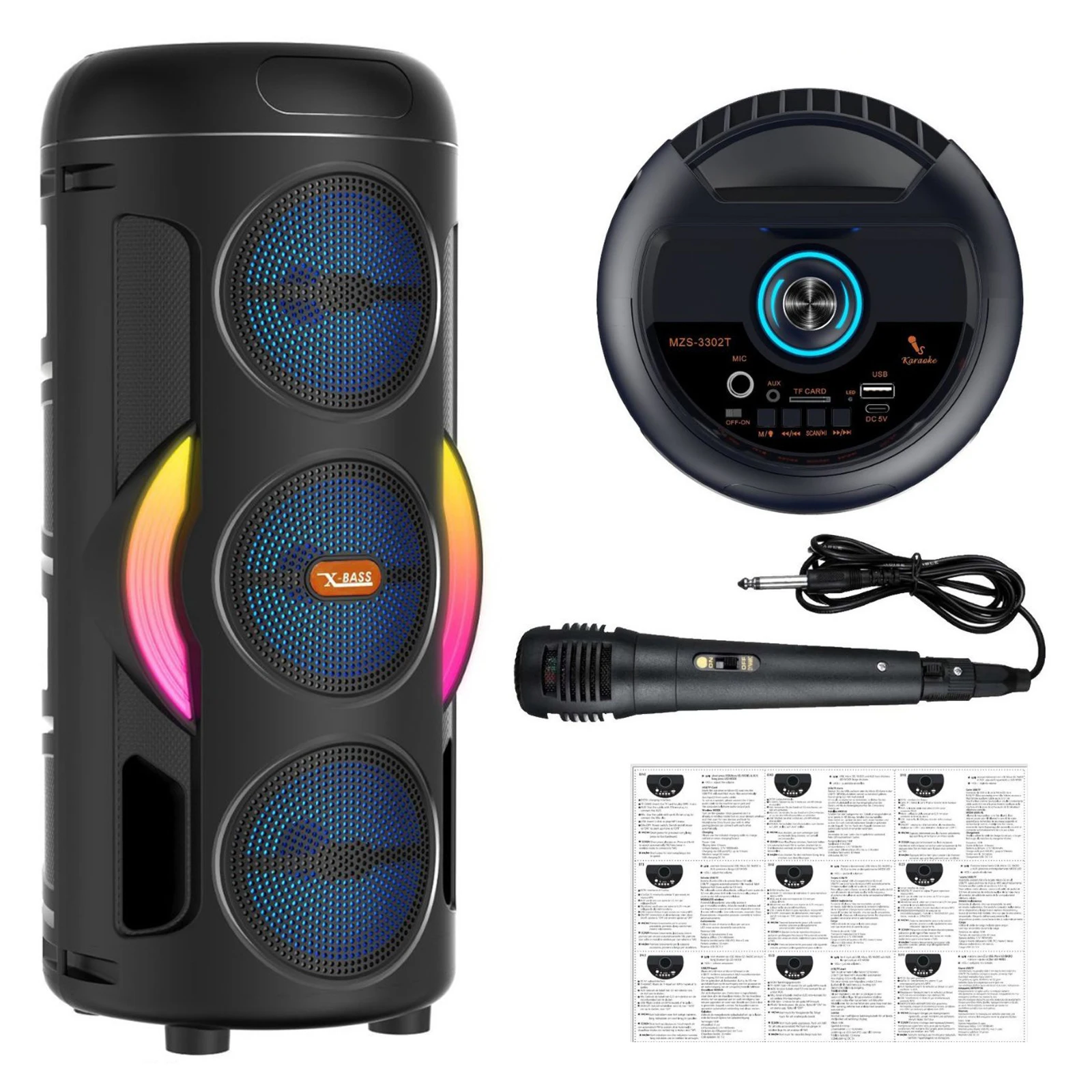 

Портативная колонка с поддержкой TWS/AUX/USB/TF-карты/FM-радио, большая портативная колонка для вечеринок на открытом воздухе, пляжа, двора, дома