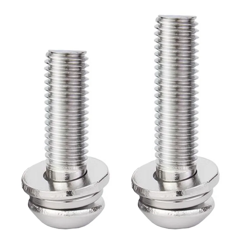 M2.5 M3 M4 M5 M6 M8 6-50mm 304 Stainless Steel Allen Hex Socket Combination Screw Washer Plain Spring Washer Assembly Bolt Screw