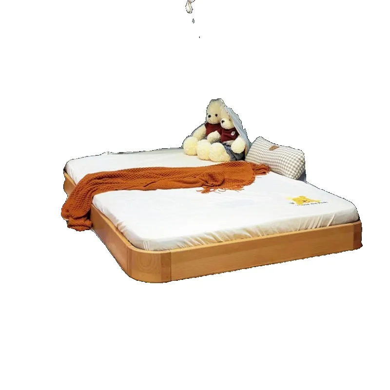 Platform Full solid wood floor  Montessori bed Crown  Girl single bed Princess  Baby