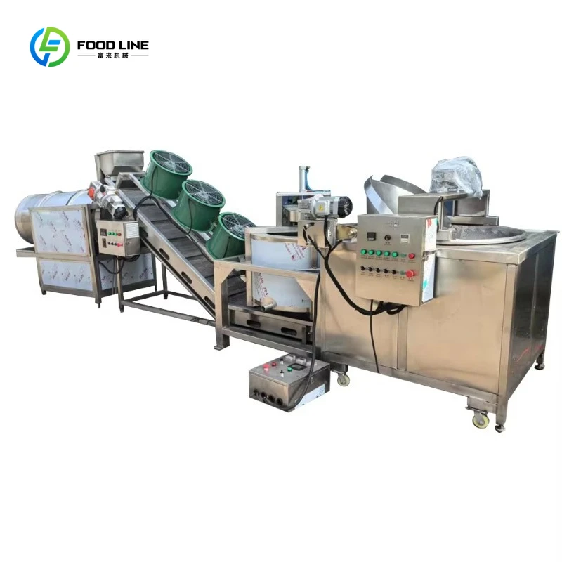 304SS Electric Gas Frying Machine Automatic for French Fries Peanut Broad Bean with Deoiling High Efficiency Custom