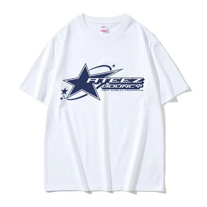 Kpop Ateez Mark Print Graphic T Shirt Men Women Hip Hop Fashion Short Sleeve T-shirts Casual Cotton Oversized T-shirt Streetwear