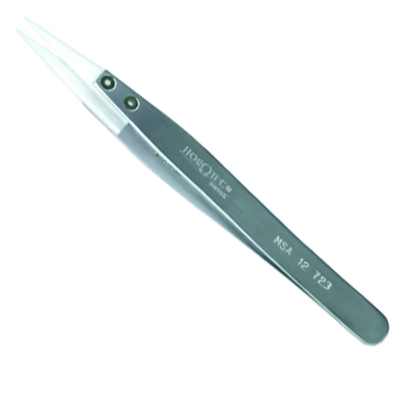 HOROTEC MSA12.723 Watchmakers Tweezers With White Delrin Soft Tips