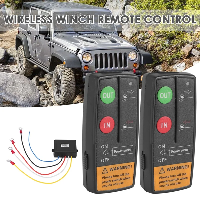 3 Set 12V Universal Car Digital Wireless Winch Crane Remote Control Controller Recovery Kit W/ Twin Handset Remote Rang