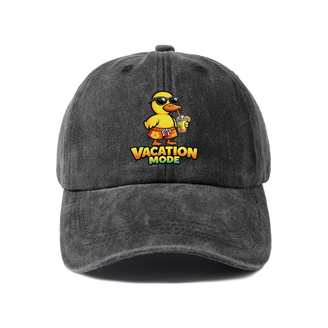 Vacation Mode Art Baseball Cap, Vintage Washed Adjustable Unisex Dad Hat, Travel Gift