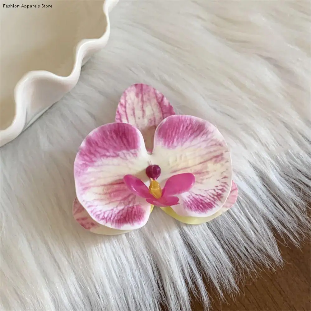 

Butterfly Orchid Flower Hair Claw Bohemia Barrettes Shark Clip Orchid Hair Clip Ponytail Clip Headdress Large Shark Clip Beach