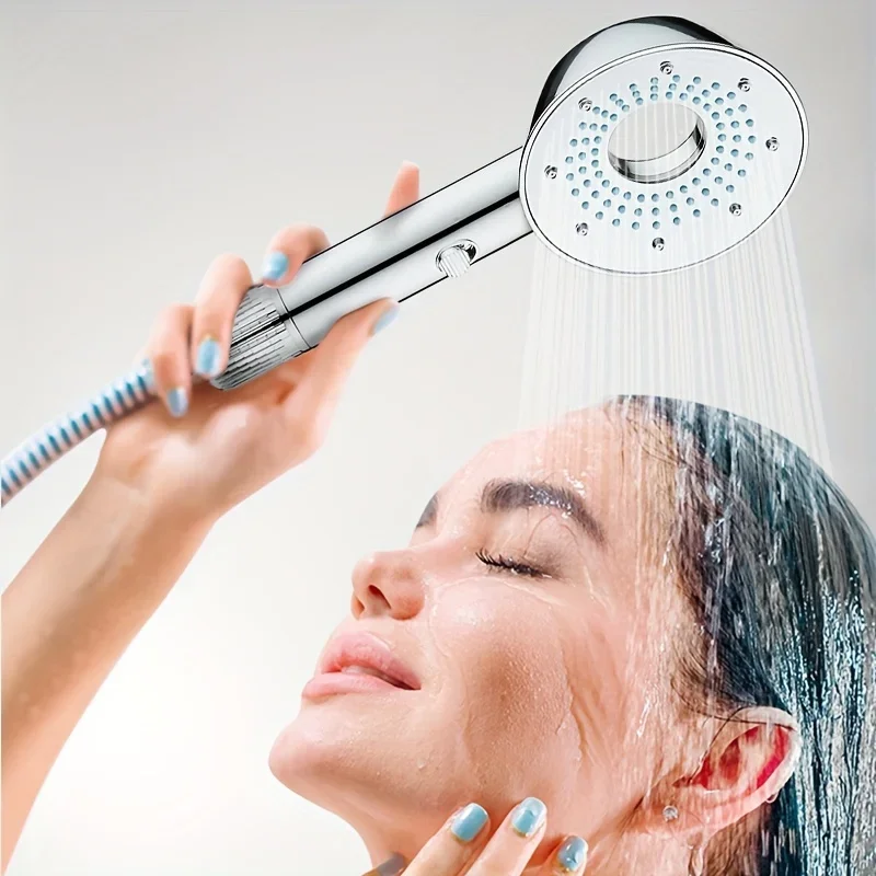 2 Mode 12cm Large Panel Shower Head Round Multi-modes Adjustable Anti-rust Electroplate High Pressure Sprayer Bathroom Accessory