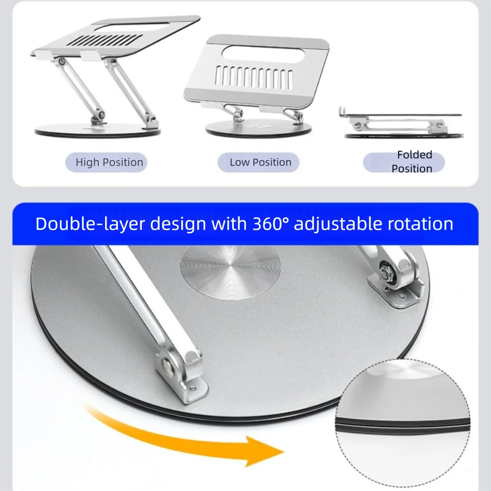 New 360 ° Rotation Laptop Holder Portable Non-slip Desktop Notebook Stand Foldable Easy To Dissipate Heat Laptop Riser Office
