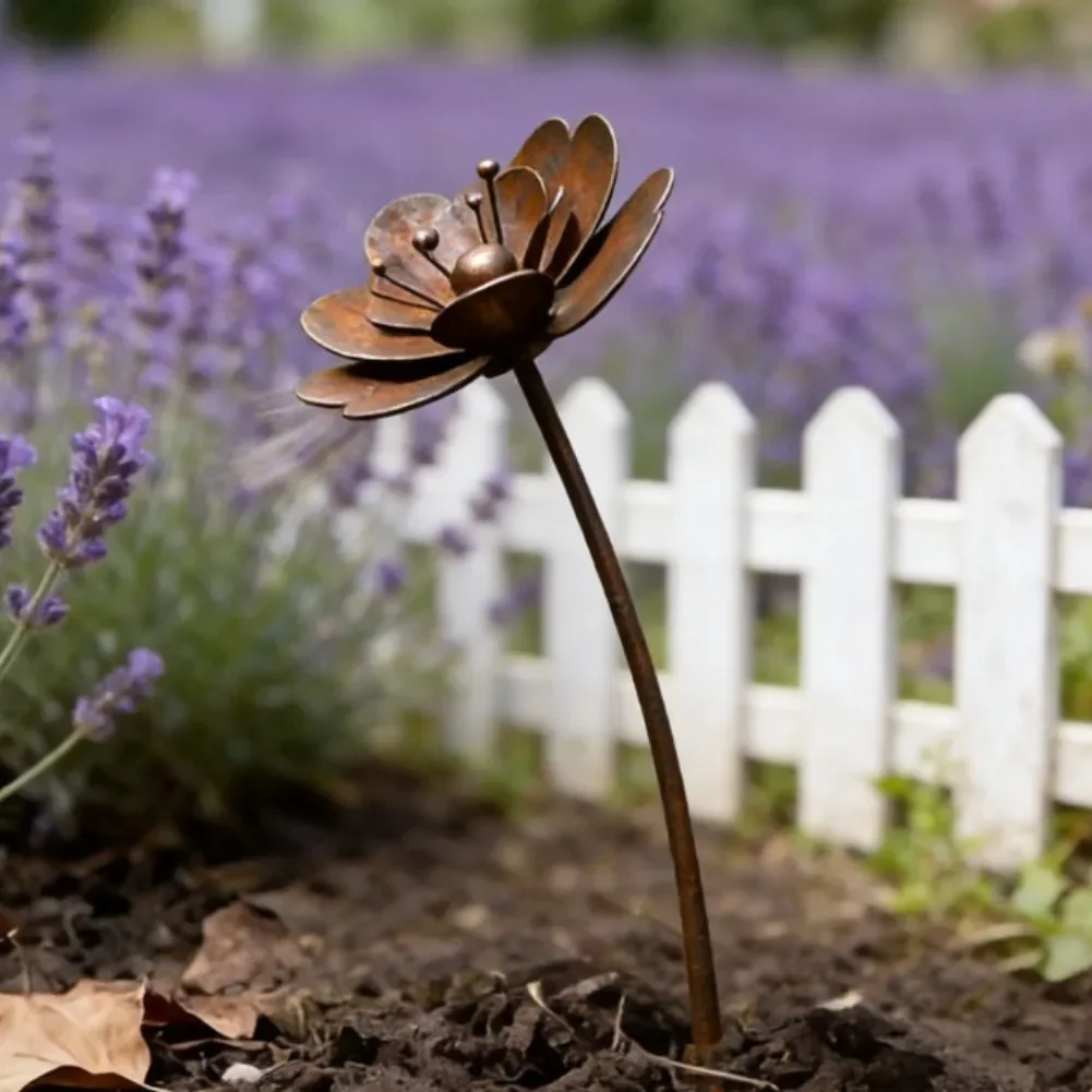 Rustic Cast Iron Bird And Floral Garden Stake For Lawn, Patio, And Outdoor Decor Decorative Lawn Ornaments