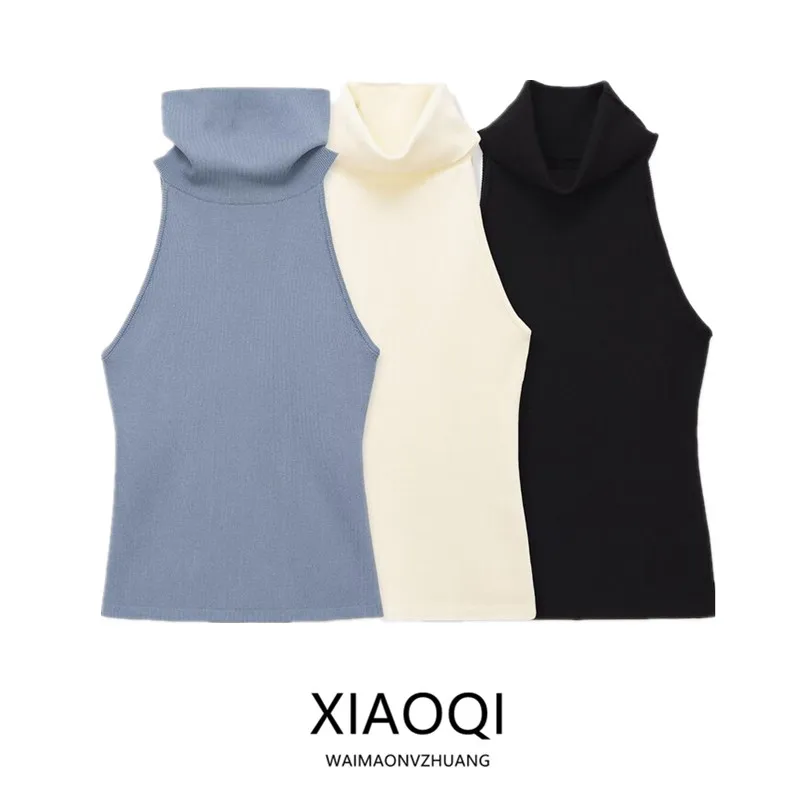 

Winter New Women's Pure Color High Collar Svel Straight Cotton Knitted Top European Sle Faion Straight Tube Design